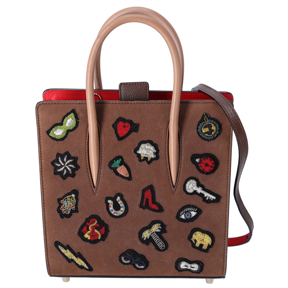 Christian Louboutin Nubuck Patch Small Eccusion Paloma Satchel Shoulder Bag